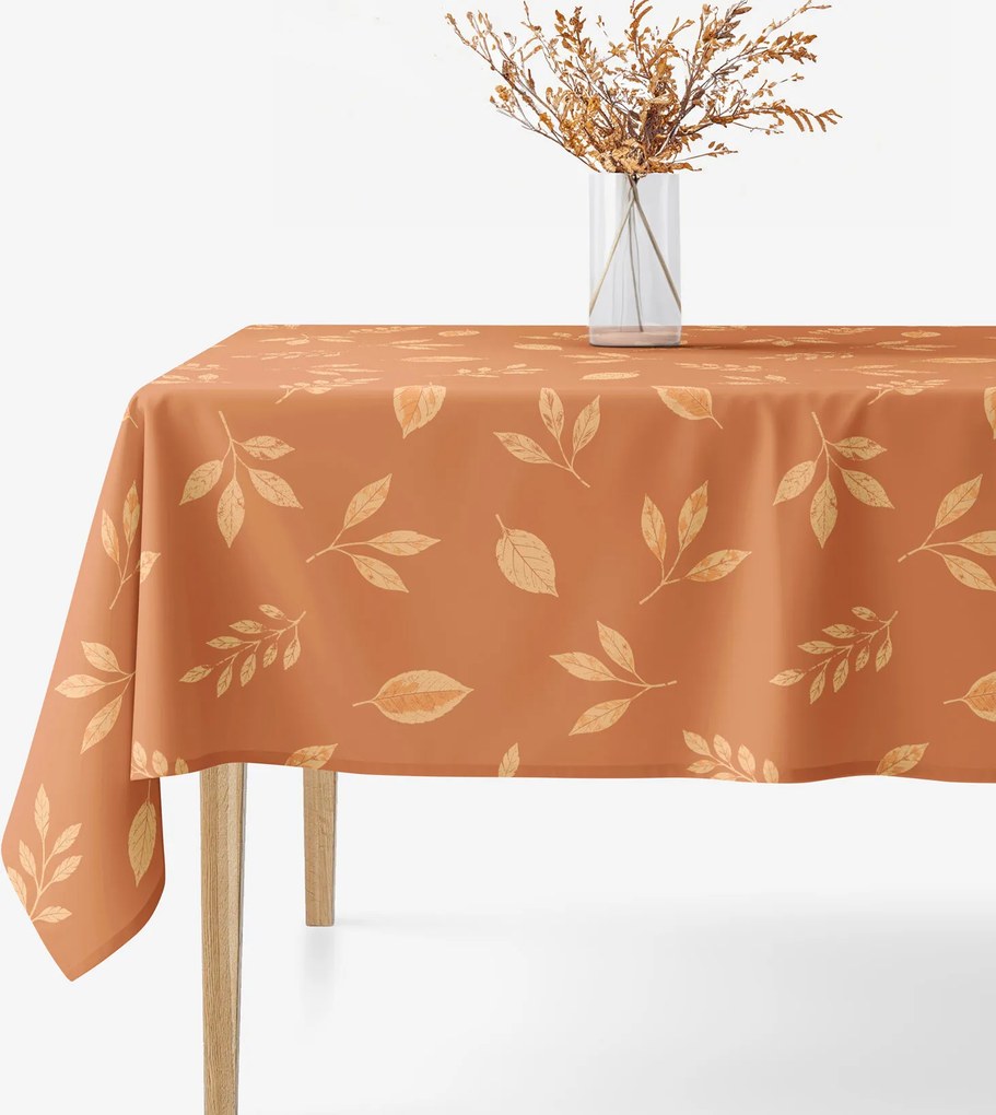 Goldea hranatý obrus 100% bavlnené plátno - oranžové jesenné lístky 100 x 100 cm