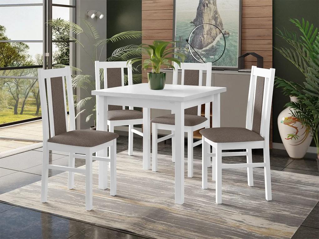 Stôl so 4 stoličkami - AL27, Morenie: biela - L, Poťahové látky: 25x - Paros 2