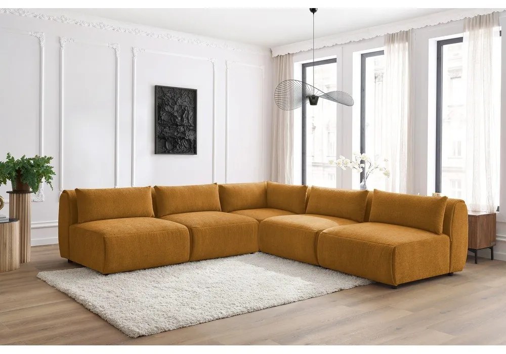 Rohová pohovka (variabilná) v horčicovohnedej farbe Jeanne - Bobochic Paris