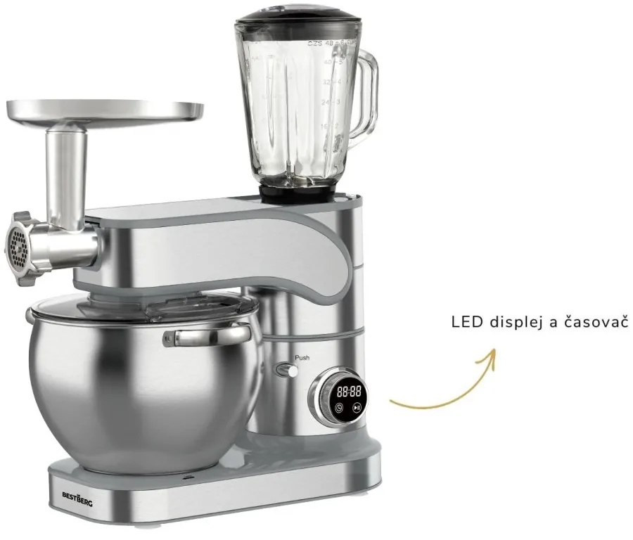 Celokovový kuchynský robot BestBerg BBR-20SG / 2500 W / 10 l / 12 rýchlostí