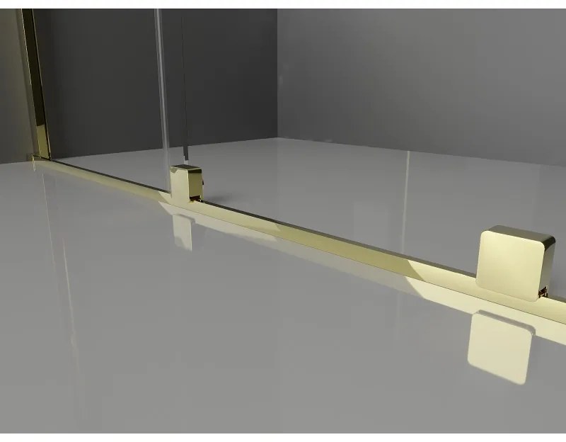 Mexen Velar, sprchový kút s posuvnými dverami 150 x 85 cm, 8mm šedé sklo, zlatá lesklá, 871-150-085-41-50