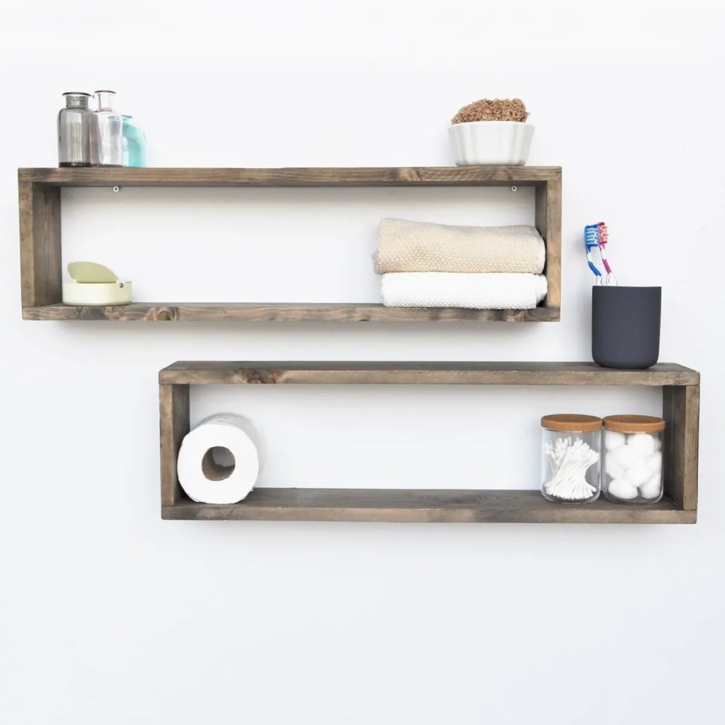 Súprava nástenných políc Obdĺžnik 2 ks hnedá