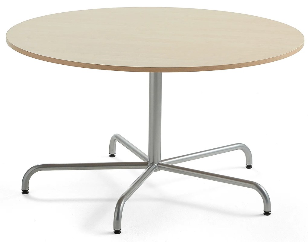 Stôl PLURAL, Ø1300x720 mm, HPL - breza, strieborná
