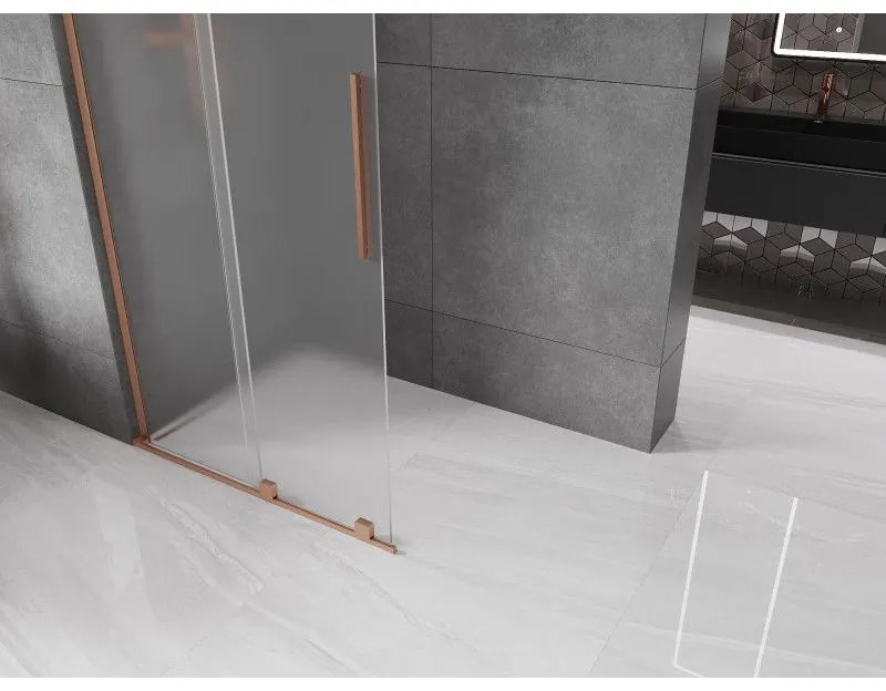 Mexen Velar L, posuvná sprchová zástena Walk-in 120 x 200 cm, 8mm sklo námraza, medená matná, 871-120-003-33-65