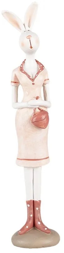 Dekorácia králičia žena v ružových šatách as kabelkou - 4*4*22 cm