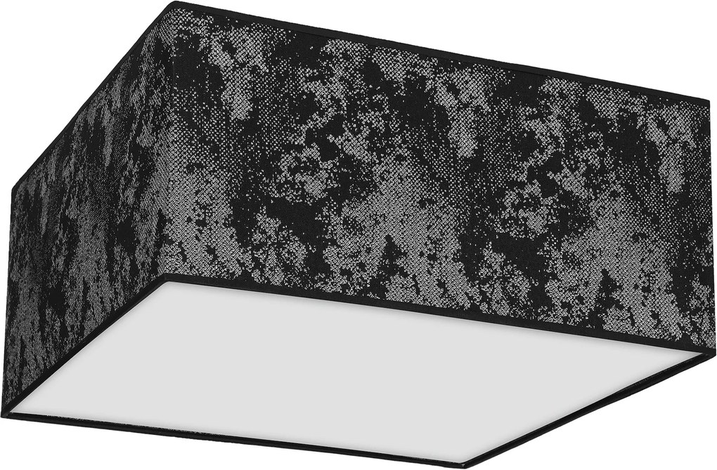 Stropné svietidlo Satino Square, 1x čierne/strieborné textilné tienidlo, (biele plexisklo), (40 cm)