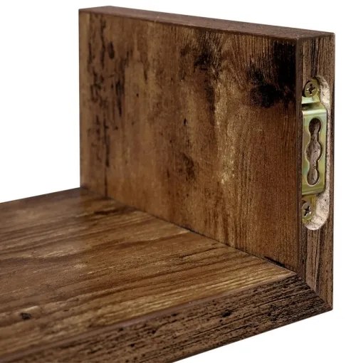 Sada 3 ks nástenných políc SHELFY hnedá