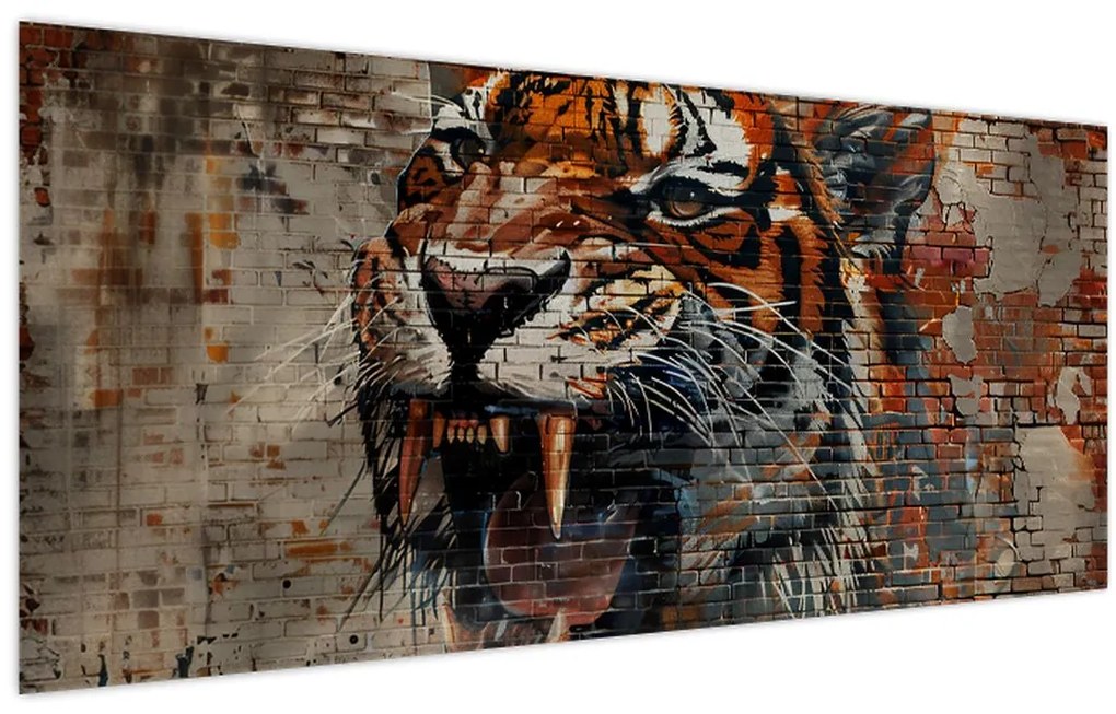 Obraz - Tiger z tehál (120x50 cm)