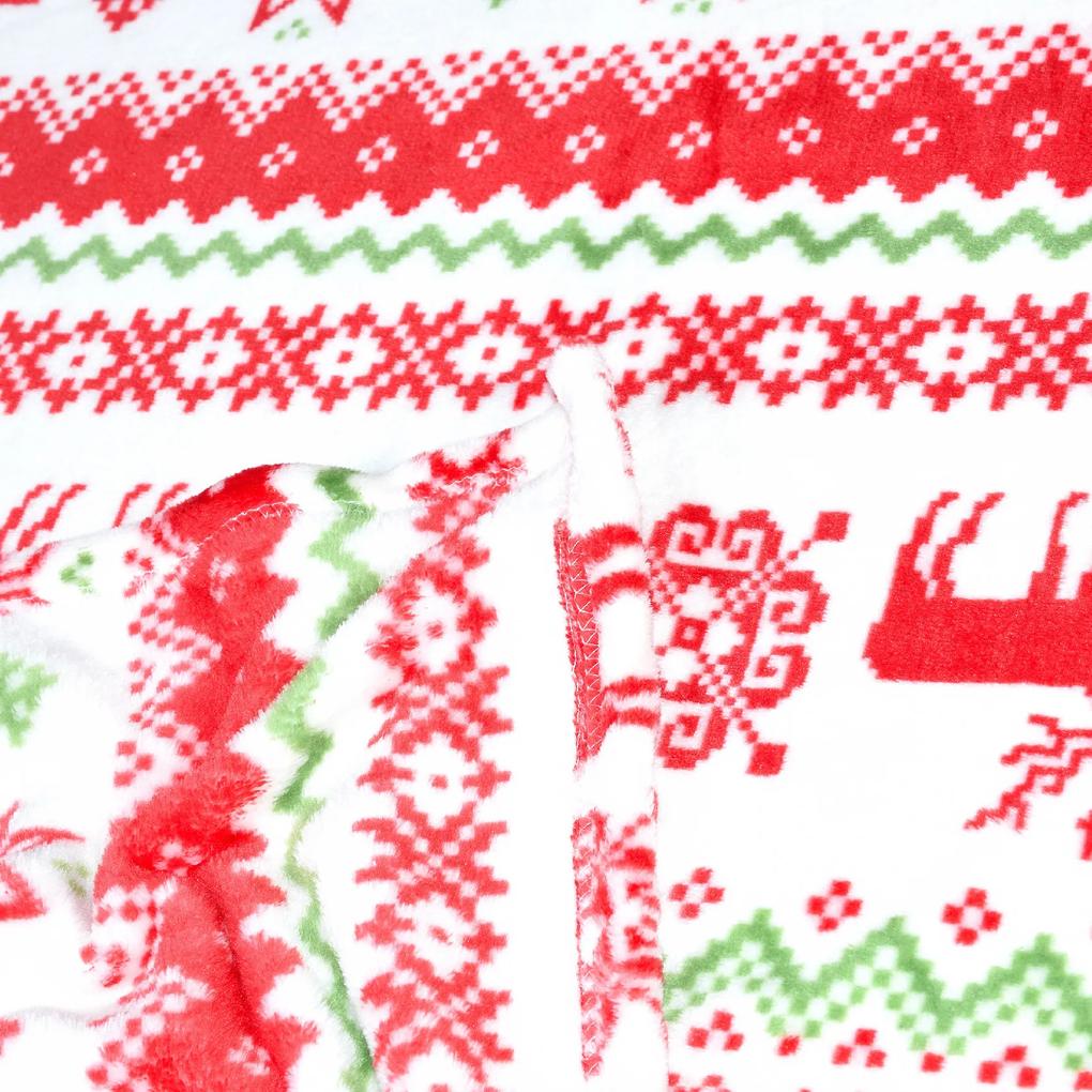 Biela vianočná mikroplyšová deka CHRISTMAS JOY Rozmer: 200 x 220 cm