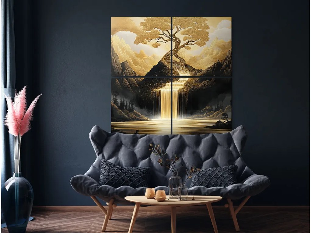 drevko | Viacdielny obraz Zlatý vodopád 100 x 100 cm
