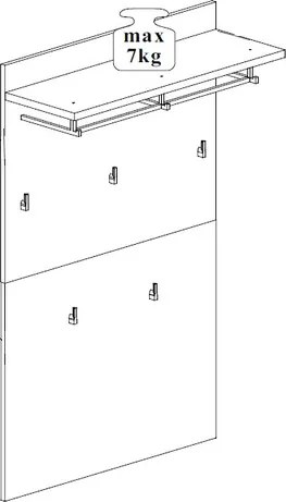 Vešiakový panel Funny, dub strieborný