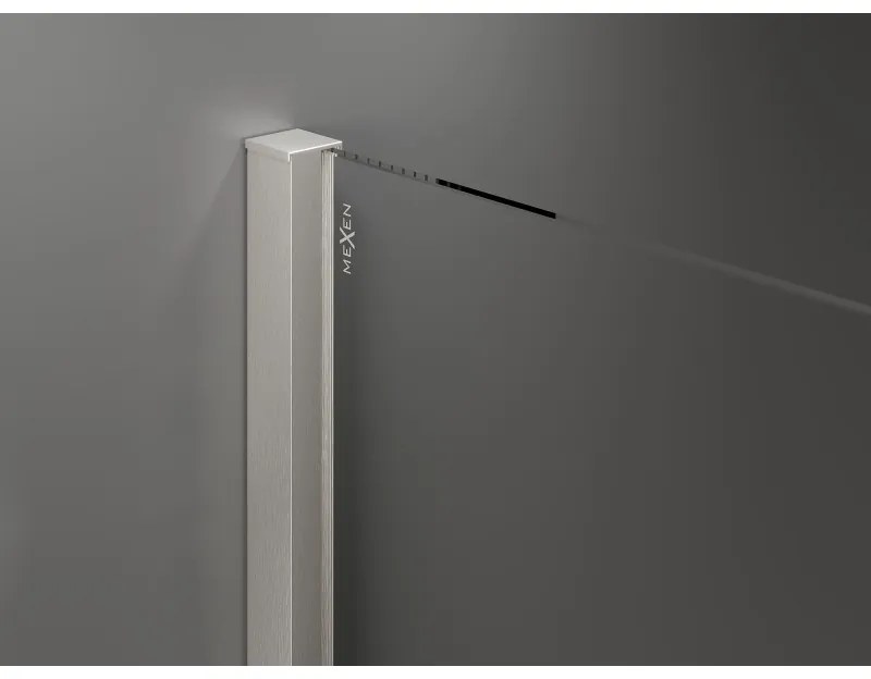 Mexen Velar, sprchový kút s posuvnými dverami 130 x 75 cm, 8mm sklo námraza, brúsená oceľ, 871-130-075-31-97