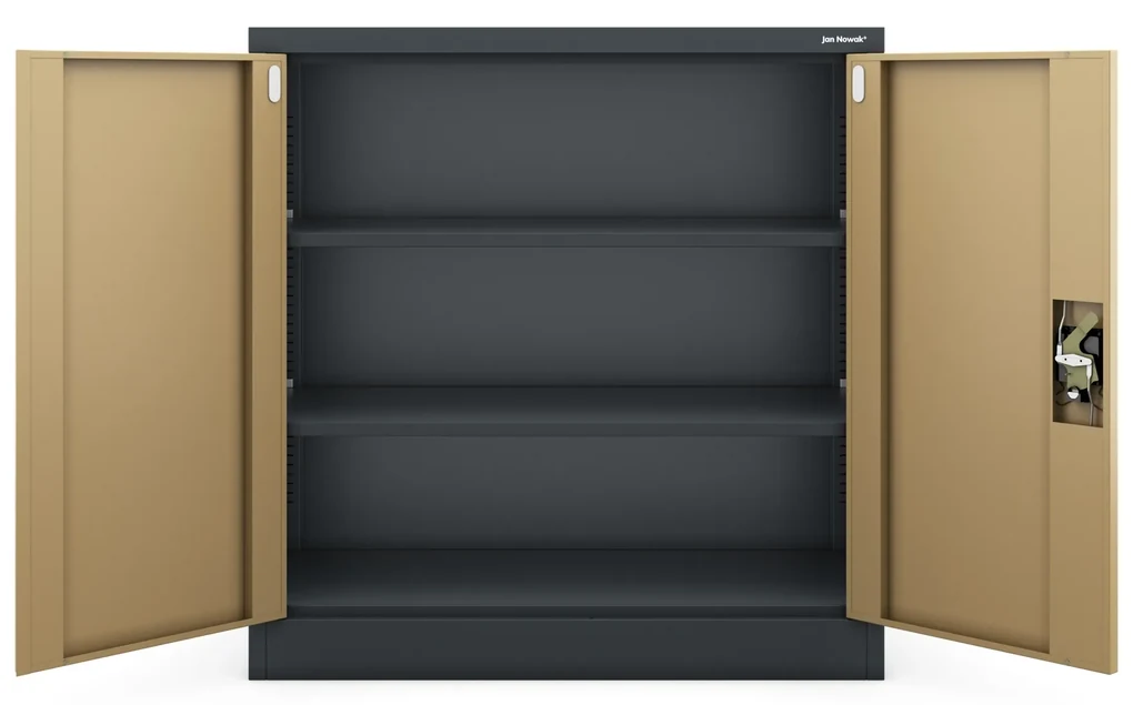 Kovová spisová skrinka BEATA, 900 x 930 x 400 mm, Eco Design: antracitová/ orech