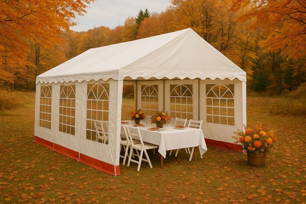 Garthen 412 Záhradný stan - biela / červená, 4 x 6 m