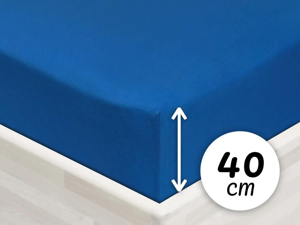 Jersey napínacie prestieradlo na extra vysoký matrac JR-016 Modré 90 x 220 - výška 40 cm