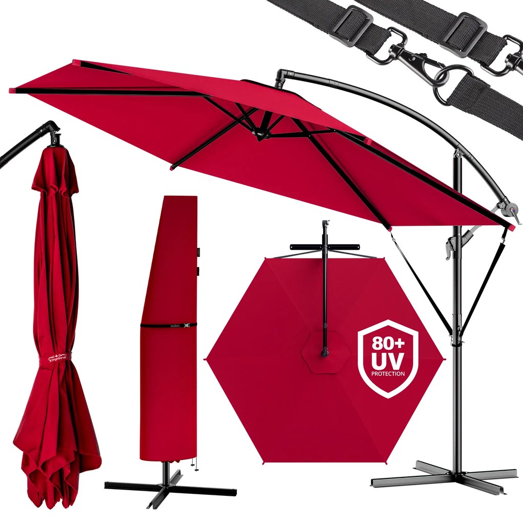 InternetovaZahrada Záhradný slnečník s UV 80 + Ø300 cm - červený