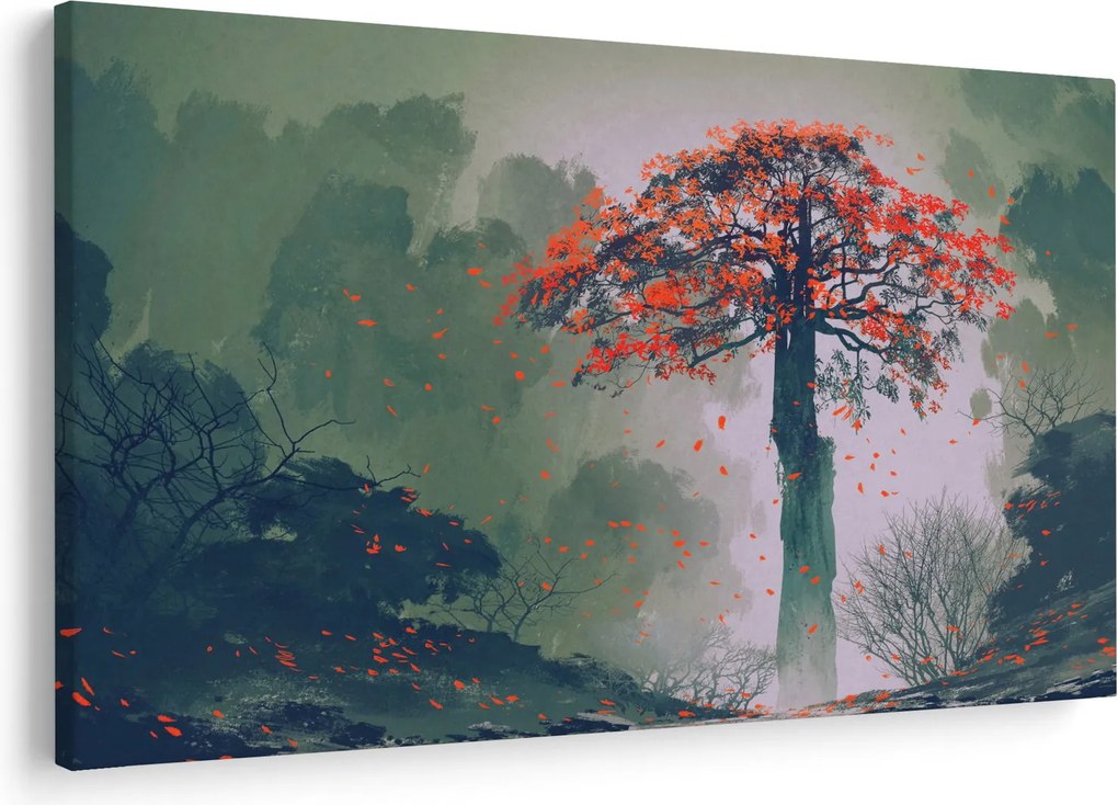 Obraz osamoteného červeného stromu (90x60 cm)