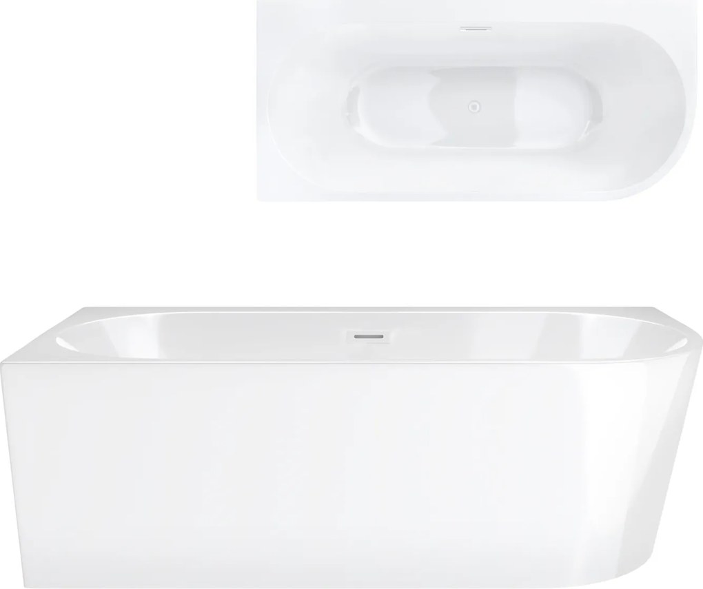 Akrylová rohová vaňa ľavá Corsan Intero 160 široký okraj Biely korok