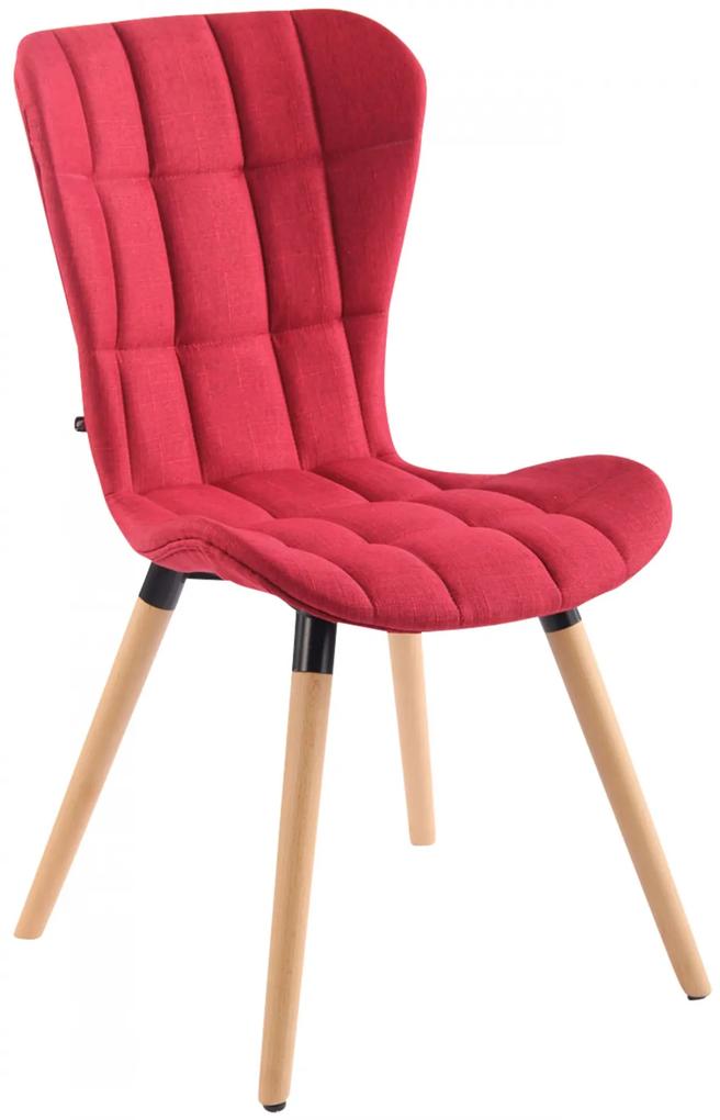 Jedálenská stolička Odda ~ látka, drevené nohy natura - Červená