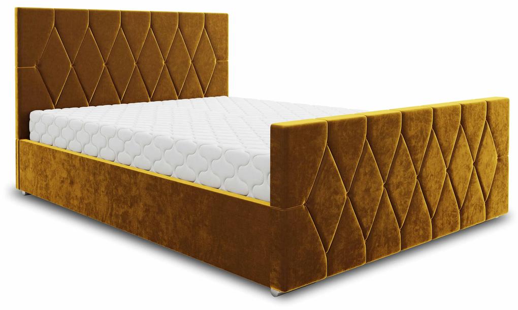 Manželská posteľ 140 cm Alex (zlatá) (s roštom a úložným priestorom). Vlastná spoľahlivá doprava až k Vám domov. 1046760
