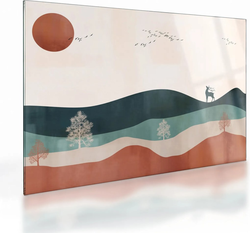 Sklenený obraz - Ilustrovaná krajina (70x50 cm)