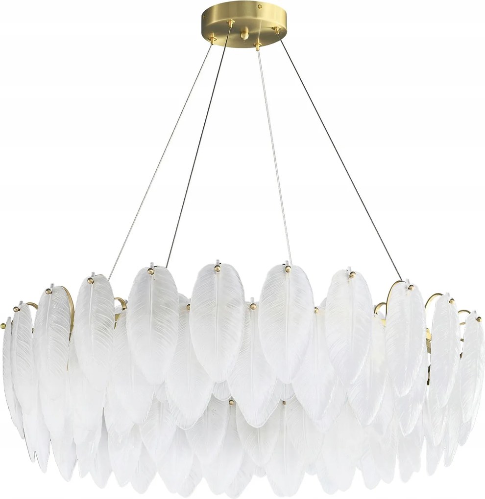 Úžasná veľká lampa s kryštálmi v tvare vtáčieho peria Piuma