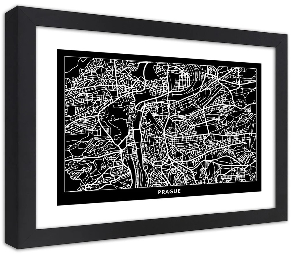 Gario Plagát City plan Prague Farba rámu: Bez rámu, Rozmery: 90 x 60 cm