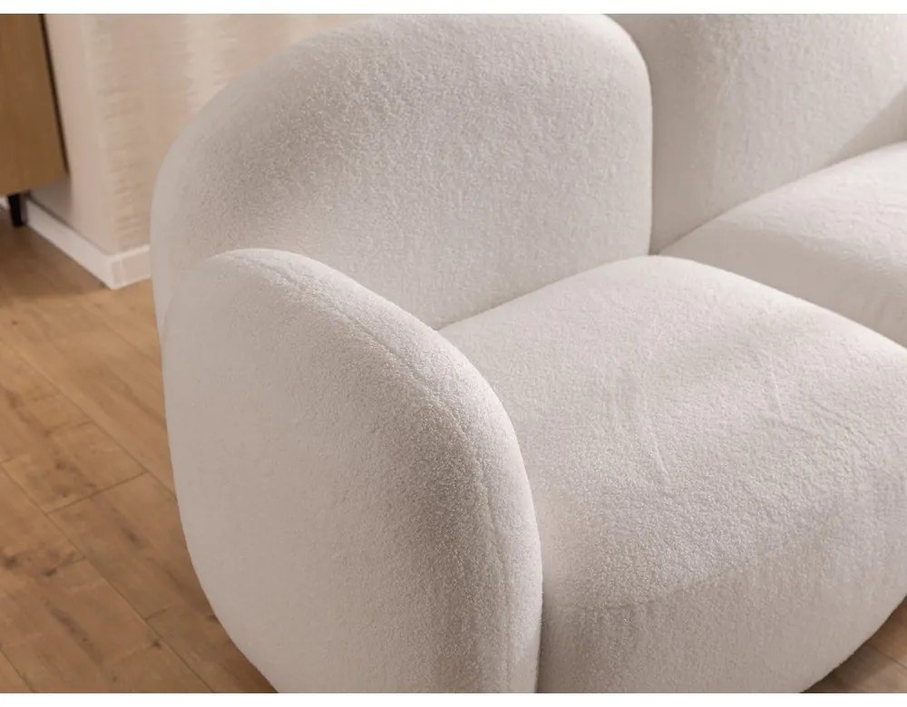 Krémová rohová pohovka z textílie buklé (pravý roh/s leňoškou) Orbit – Ropez