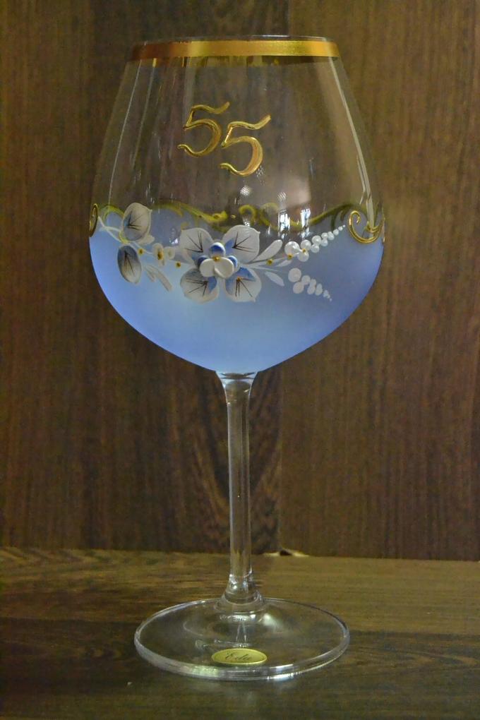 Výročný pohár na 55. narodeniny VÍNO - modrý