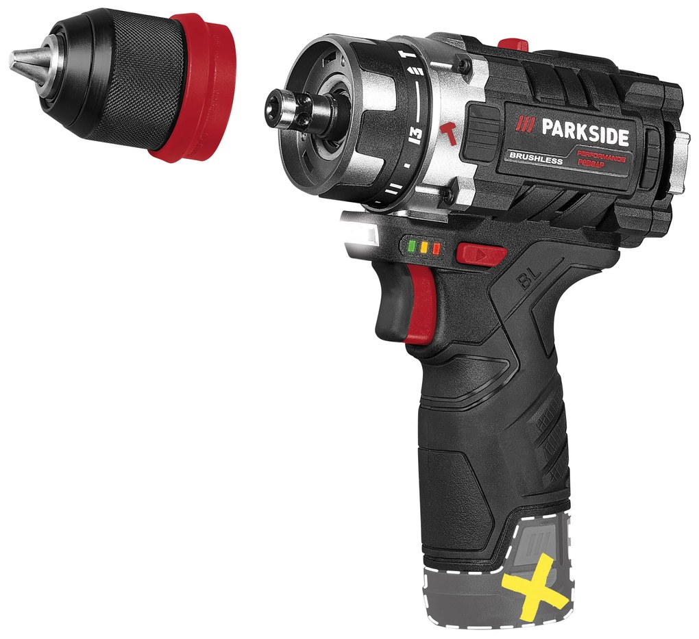 Parkside Performance® Aku príklepová vŕtačka 12 V Psbsap 12 A1 – bez akumulátora (100393618)