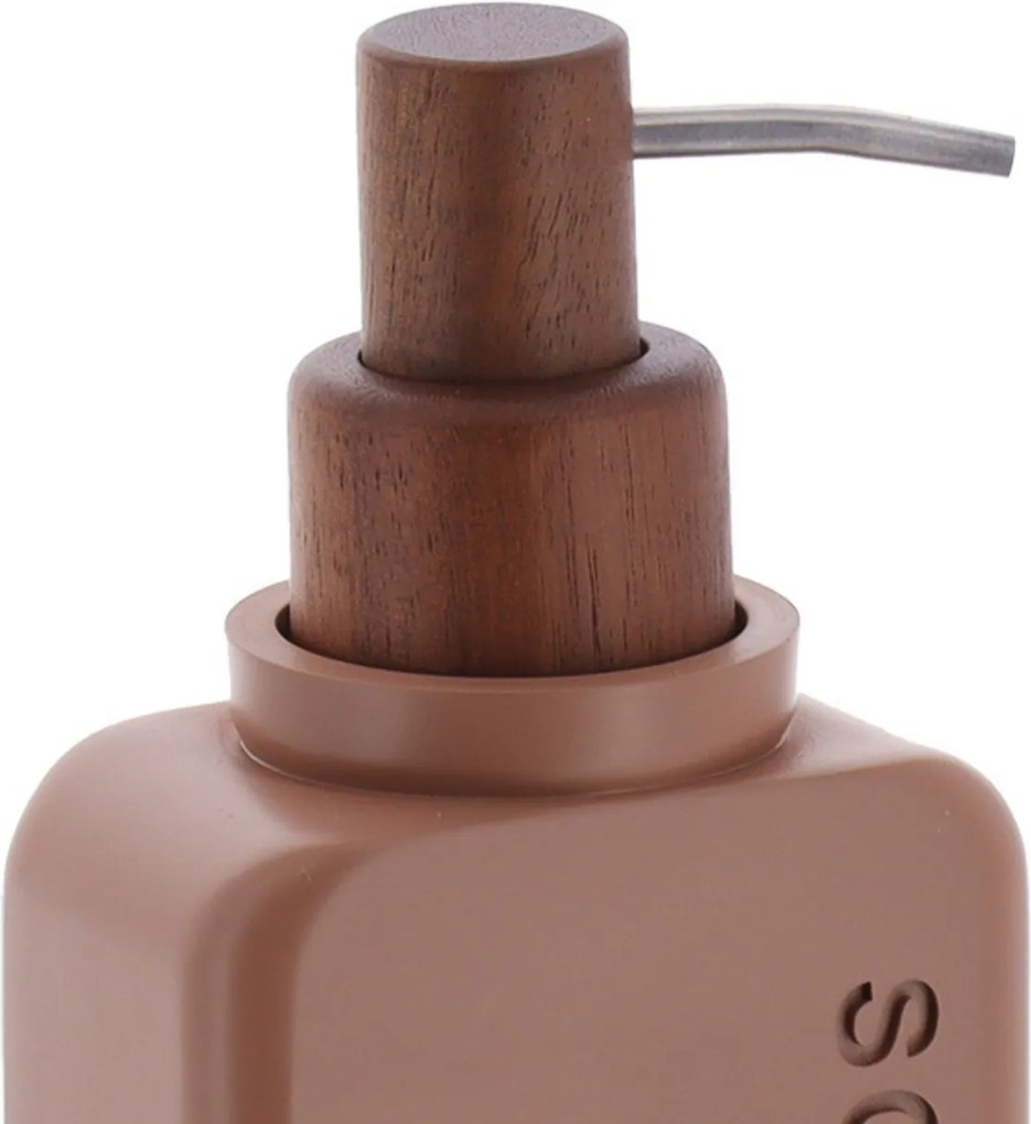 Dávkovač mydla Salva, hnedá/s drevenými prvkami, 300 ml