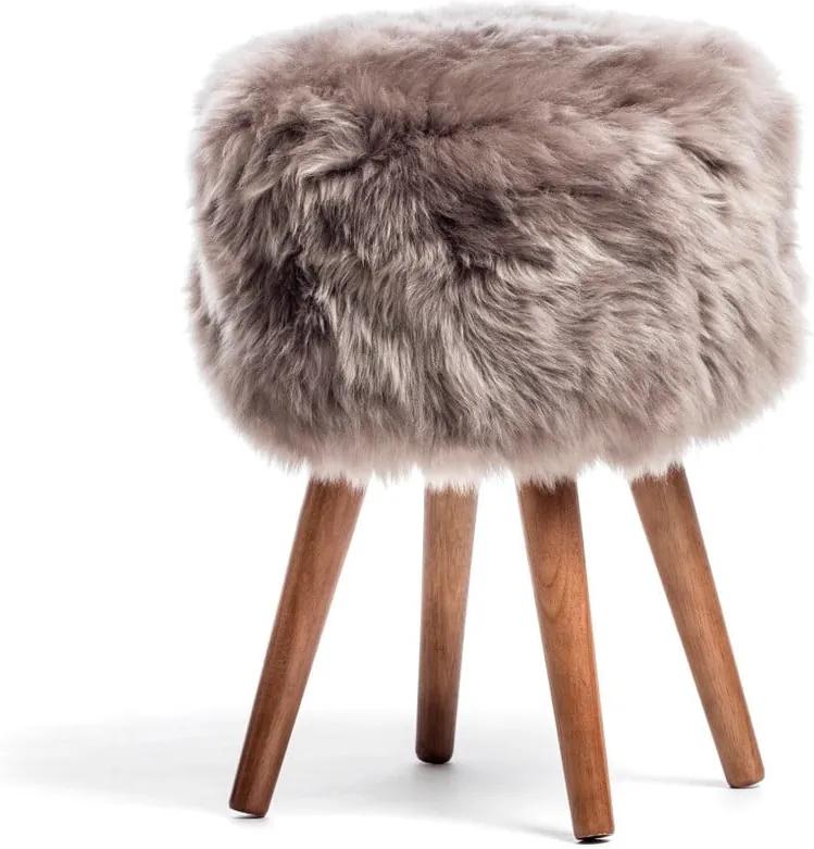 Stolička s hnedým sedadlom z ovčej kožušiny Royal Dream, ⌀ 30 cm