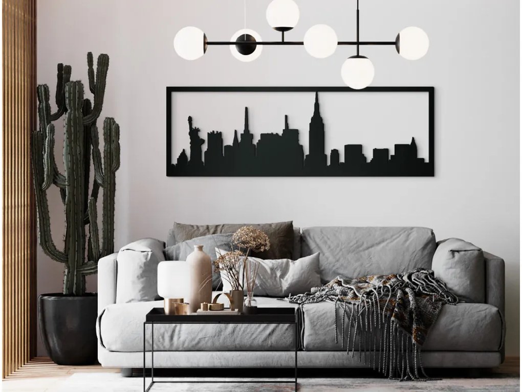 drevko Obraz New York panoráma Rozmer obrazu: 29,5 x 89 cm, Farba dekorácie: Čierna