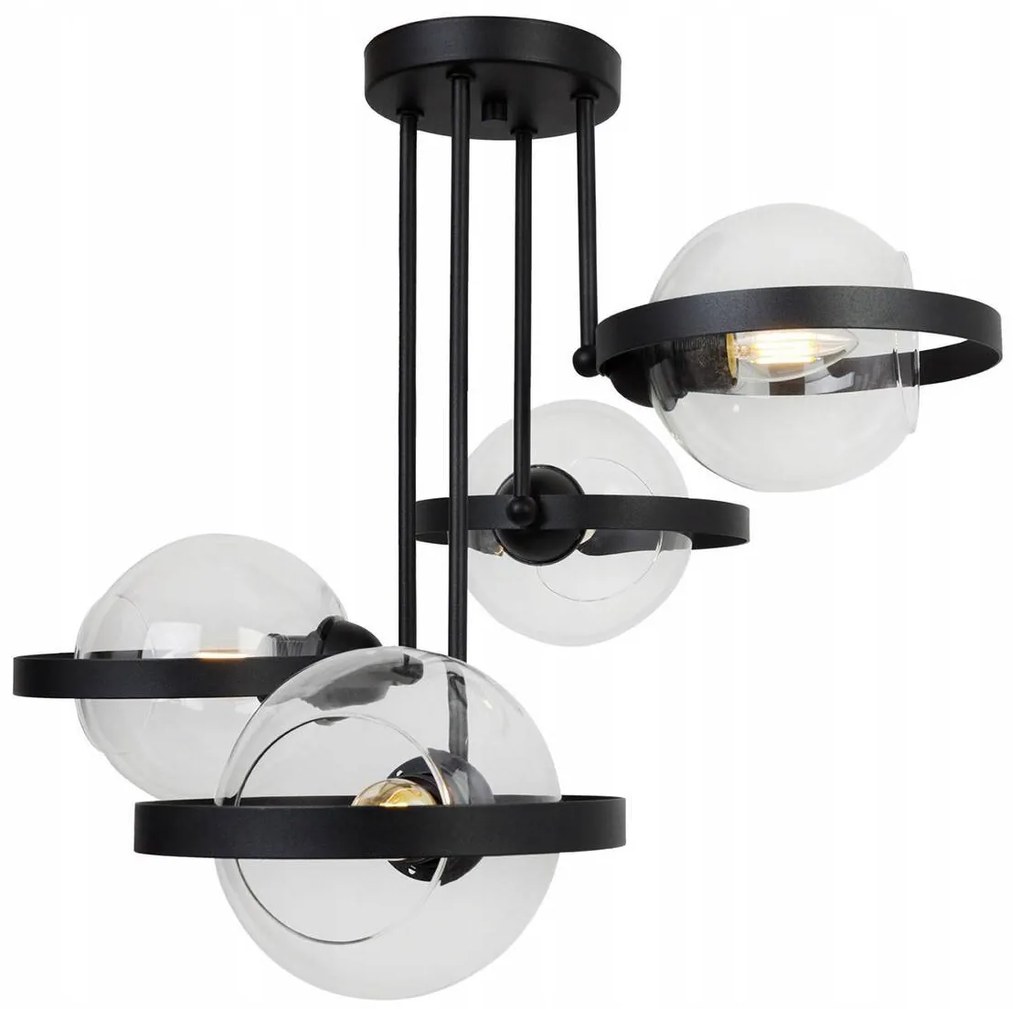 Stropné svietidlo Haga Ring, 4x transparentné sklenené tienidlo (výber z 3 farieb uchytenia)