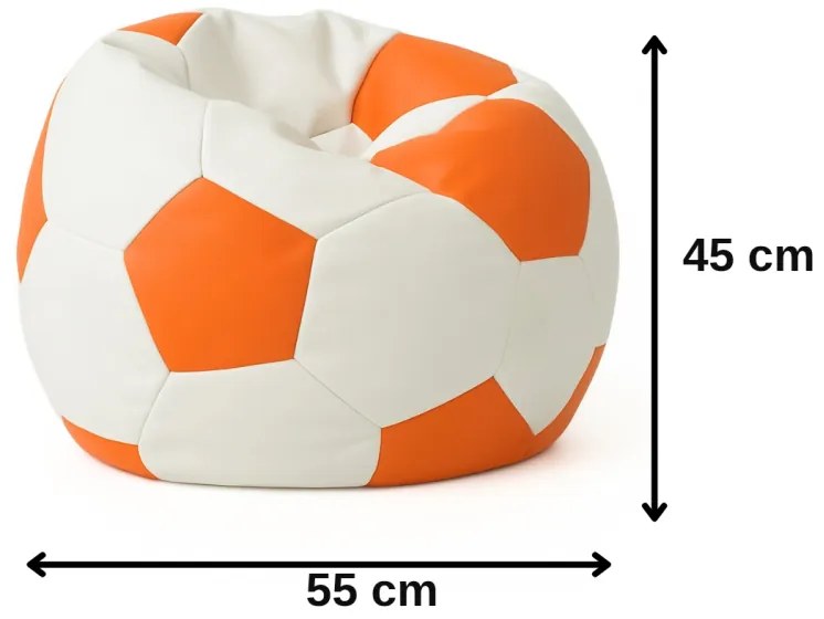 Sedací vak futbalová lopta malá bielooranžová EMI