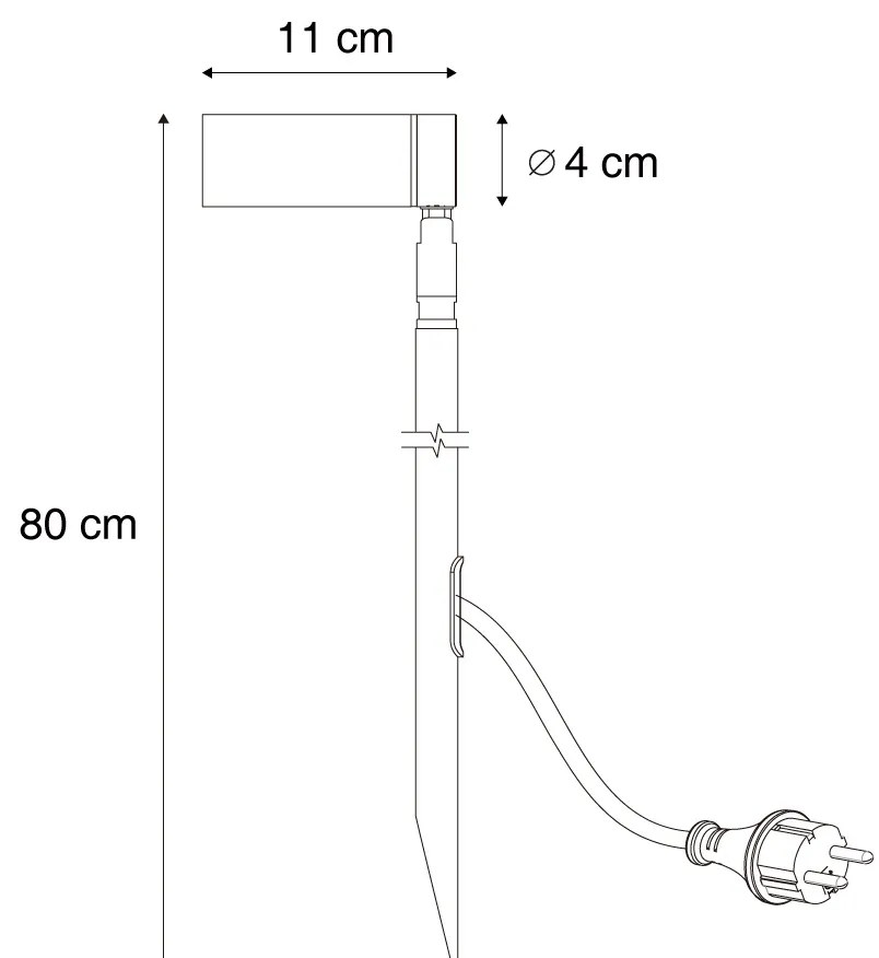 Bodové svietidlo čierne 80 cm vrátane LED nastaviteľné IP65 vrátane kábla a zástrčky - Carl