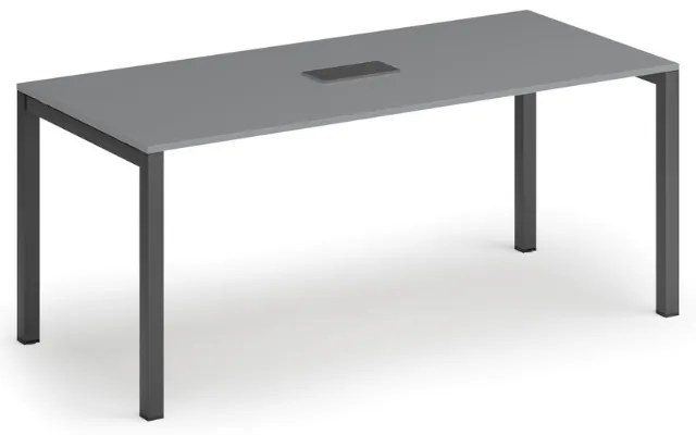 Rokovací stôl PRIMO SQUARE, 180x80 cm, grafit + stolná zásuvka TYP VI, čierna
