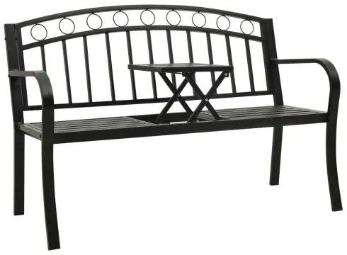 vidaXL Záhradná lavica so stolíkom čierna 120 cm oceľ-