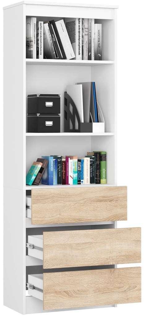Knižnica Star 60 cm biela/dub sonoma