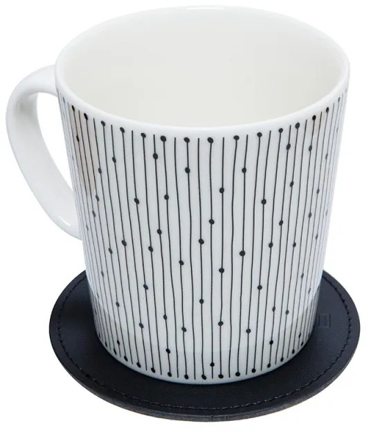 Podtácok 10cm, recyklovaná koža / čierny