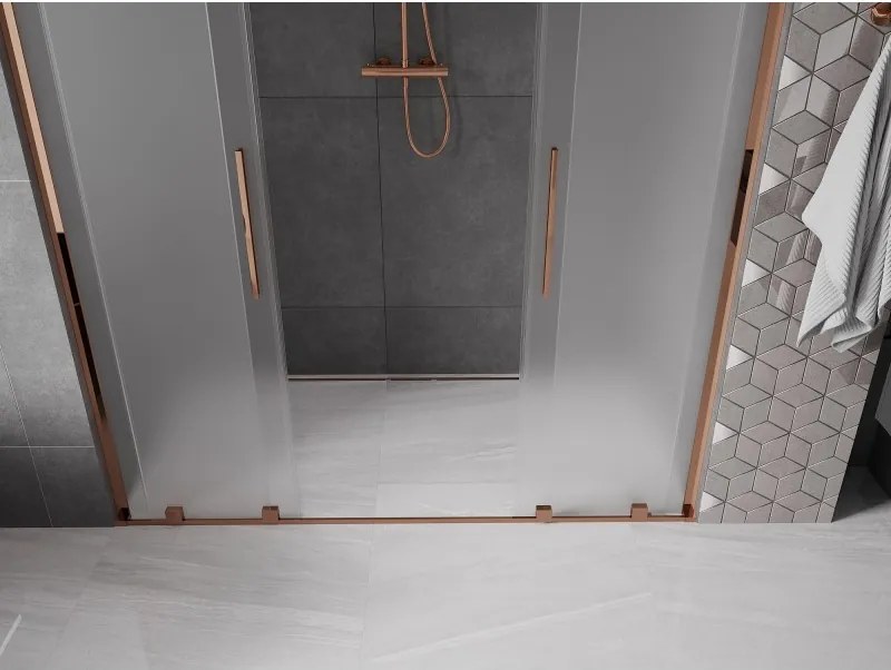 Mexen Velar L Duo, posuvné sprchové dvere do otvoru 180 cm, 8mm sklo námraza, ružové zlato, 871-180-003-32-60