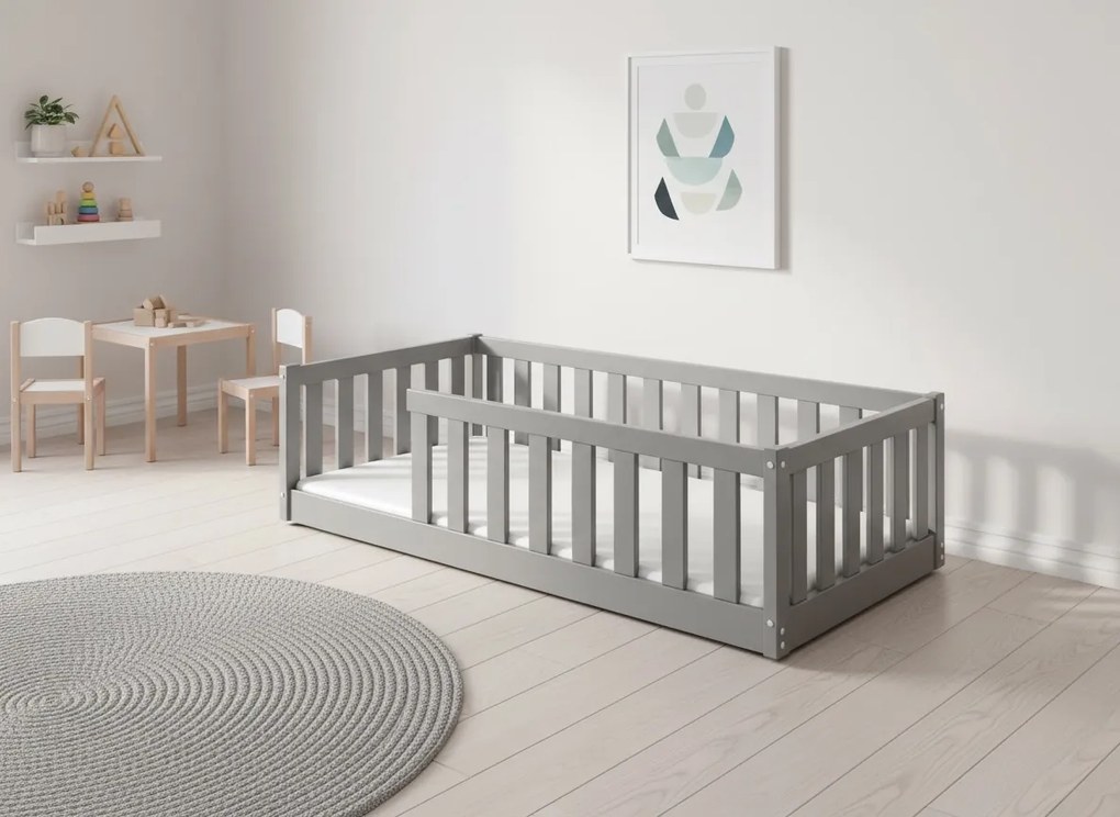 Detská posteľ BELLA SIMA 160x80 Montessori z masívu – grafitová