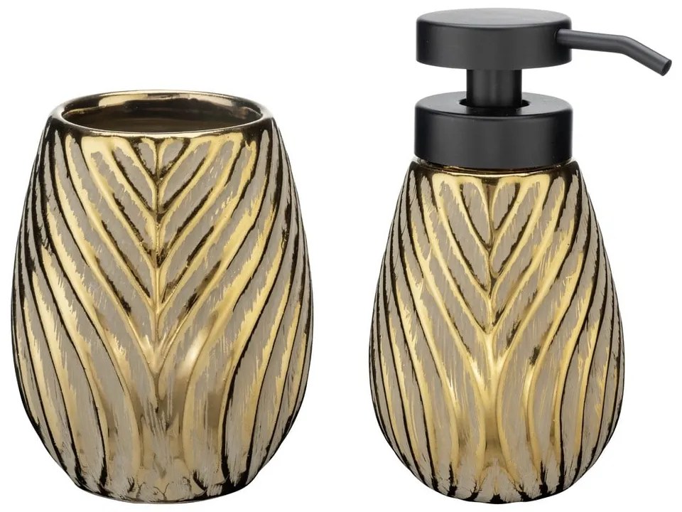 Keramická súprava doplnkov do kúpeľne v zlatej farbe Idro – Wenko