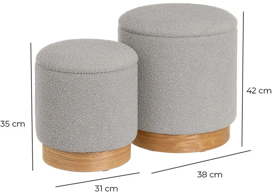 Svetlosivý taburet z textílie buklé – Casa Selección