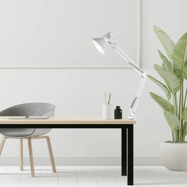 Stolná lampa s klipom WORKER 1xE27/10W/230V biela