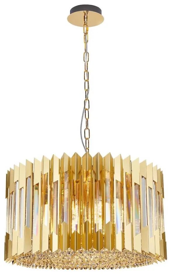 Luster na reťazi RITZ 12xE14/40W/230V pr. 54 cm zlatá