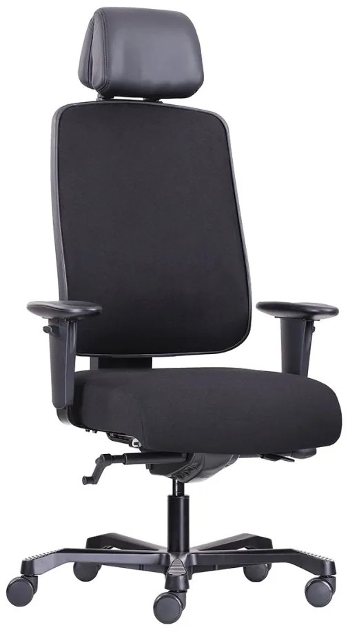 Záťažová ergonomická stolička BOSTON 24/7 — látka, čierna, nosnosť 200 kg