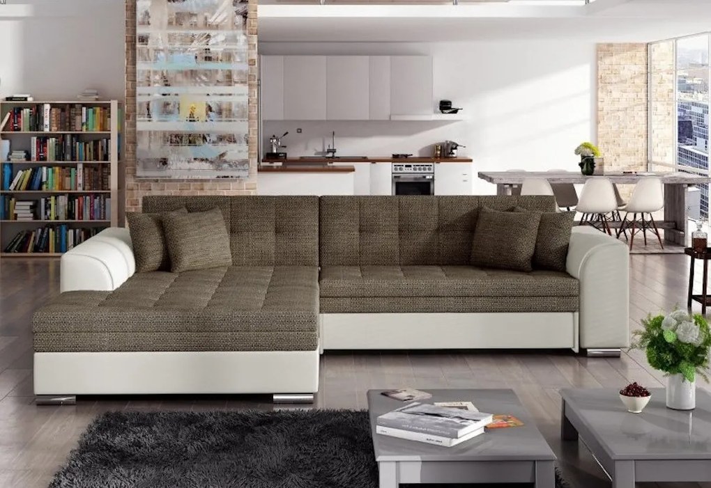 Rohová rozkladacia sedačka SORENTO, 294x80x196, jasmine100/soft017white, ľavá