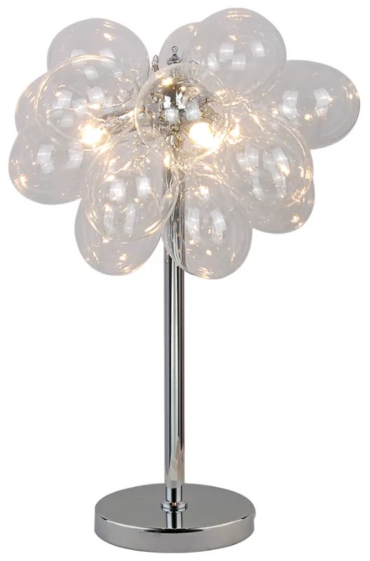 Stolová lampa BALOON CLEAR, chróm + číre sklo