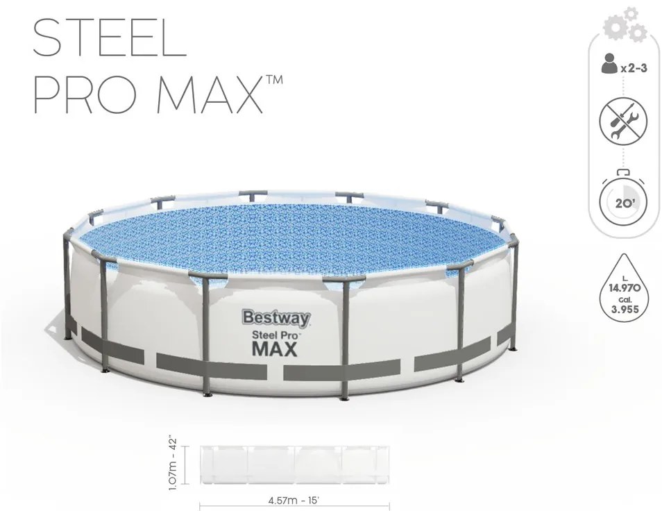 Bestway 56488 Bazén Steel Pre Max 4,57 x 1,07 m s príslušenstvom